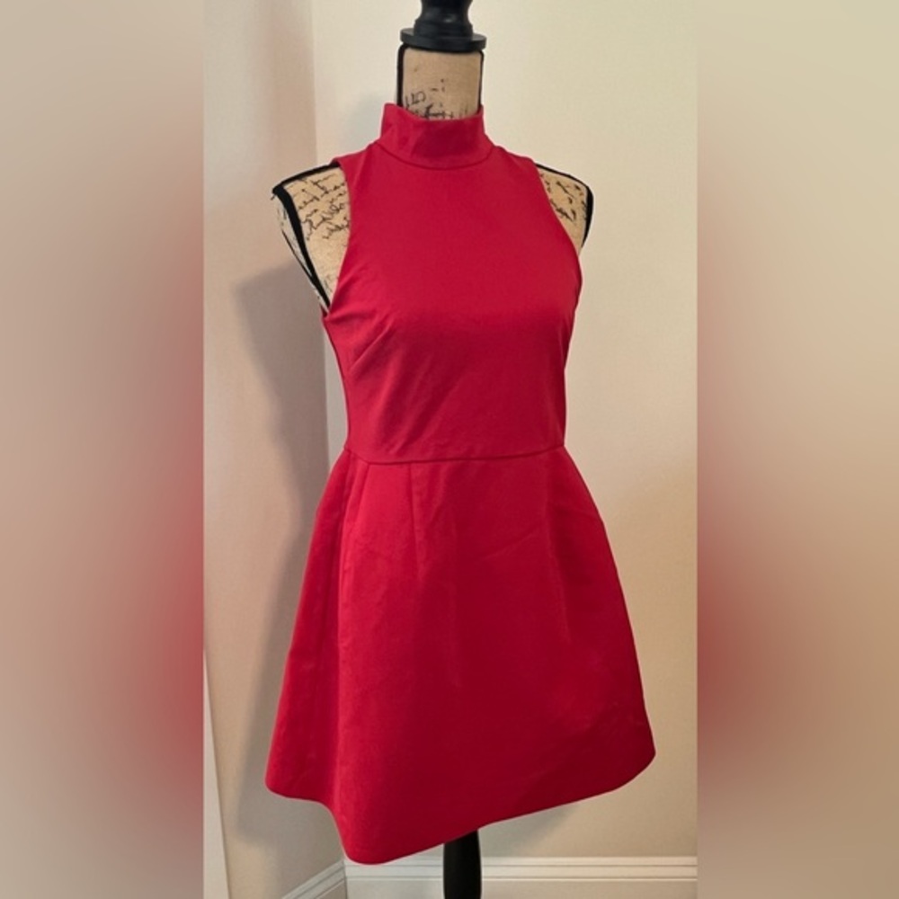Hutch by Anthropologie Red High Neck Fit & Flare Dress | Size Small